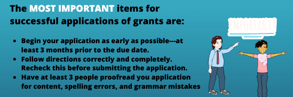 Most important items for getting grants